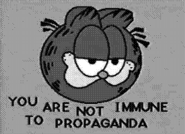 Garfield the cat with the caption: You are not immune to propaganda